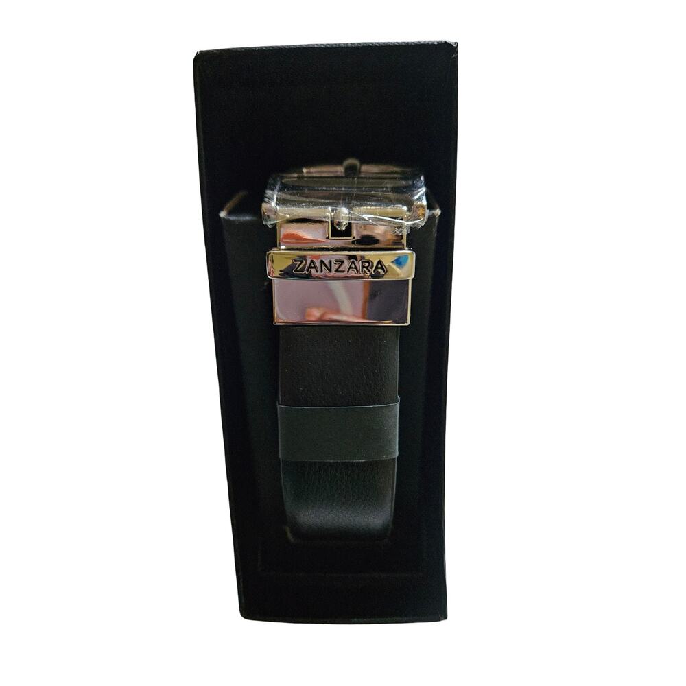Zanzara Men Genuine Leather Belt Cufflinks Gift Set Black M ZZBC2000